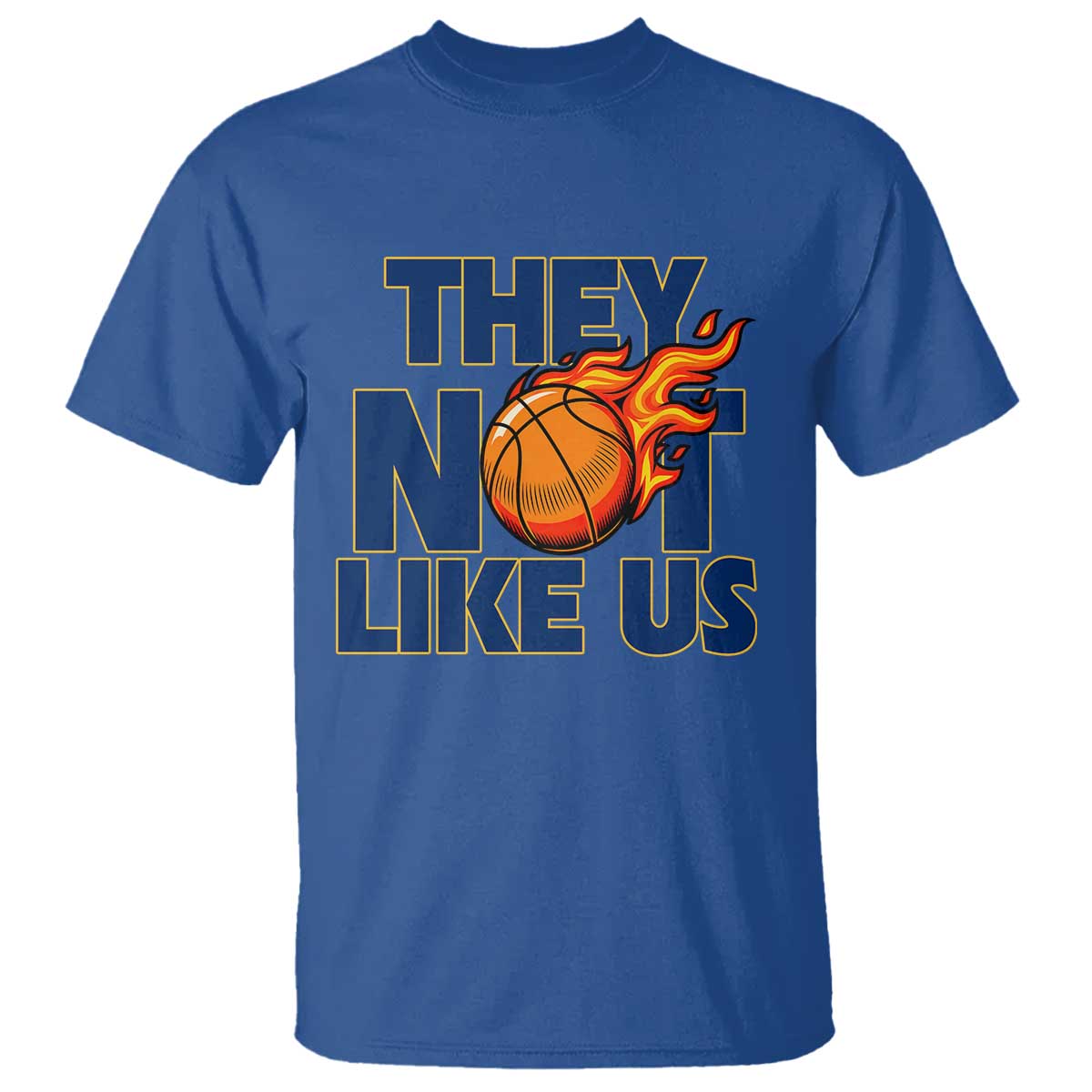 They Not Like Us Basketball T Shirt Fierce Flame Ball Graphic for Hooops Fans TS02 Royal Blue Print Your Wear