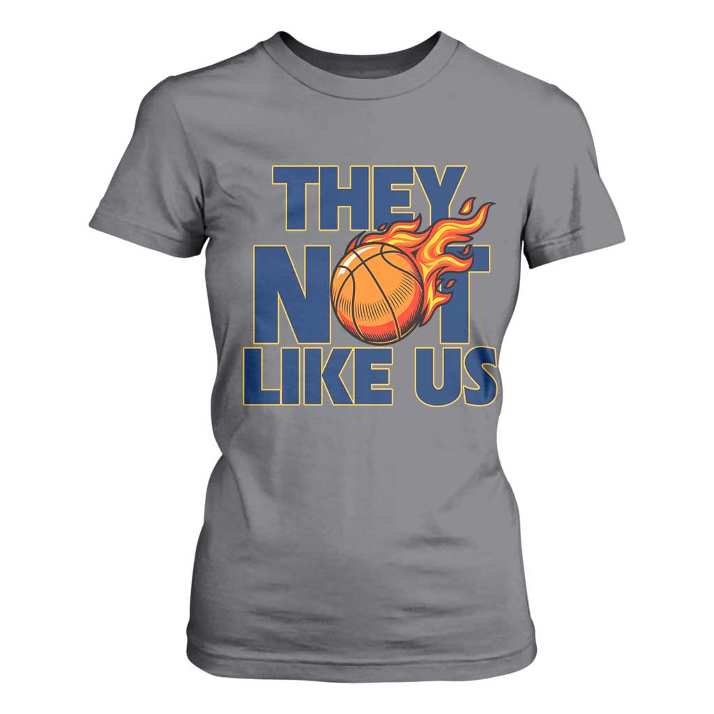 They Not Like Us Basketball T Shirt For Women Fierce Flame Ball Graphic for Hooops Fans TS02 Charcoal Print Your Wear