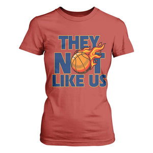 They Not Like Us Basketball T Shirt For Women Fierce Flame Ball Graphic for Hooops Fans TS02 Red Print Your Wear