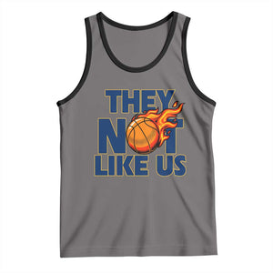 They Not Like Us Basketball Tank Top Fierce Flame Ball Graphic for Hooops Fans TS02 Deep Heather Black Print Your Wear