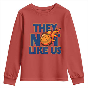 They Not Like Us Basketball Youth Sweatshirt Fierce Flame Ball Graphic for Hooops Fans TS02 Red Print Your Wear