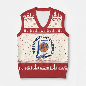 But This Is Indiana Basketball V-Neck Knit Sweater Vest Indy Hoops Pride Sport Lover TS02 Beige Red Print Your Wear