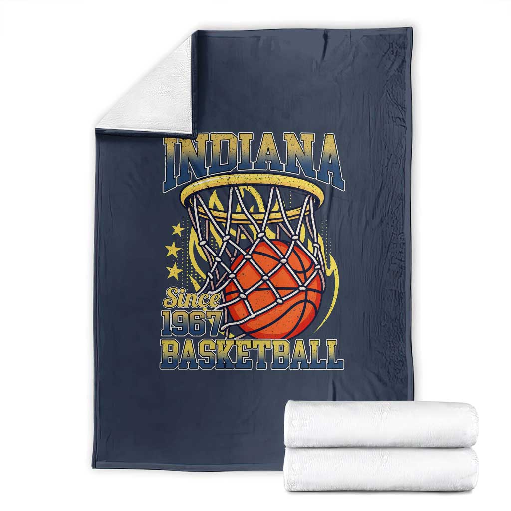 Indiana Basketball Flames Graphic Throw Blanket Vintage 1967 Fan Indy Hoops Pride TS02 Navy Print Your Wear