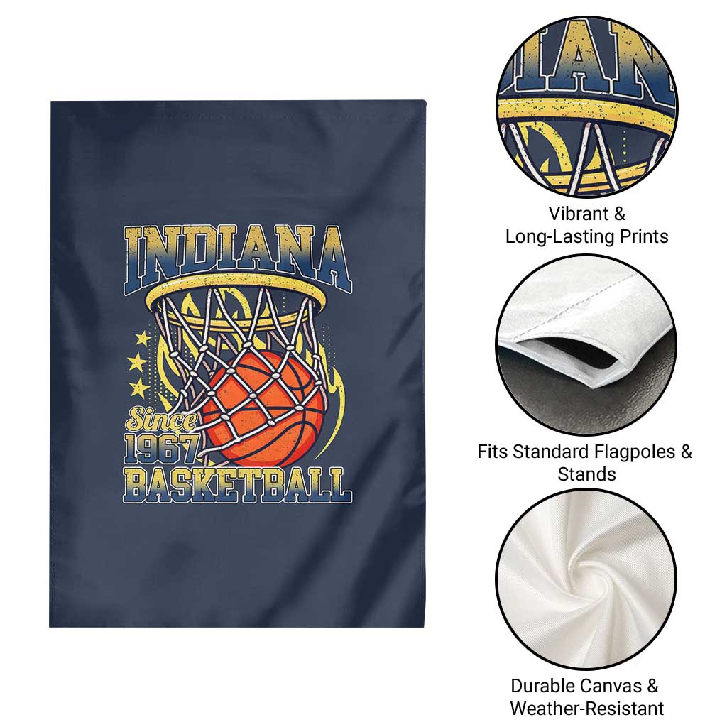 Indiana Basketball Flames Graphic Garden Flag Vintage 1967 Fan Indy Hoops Pride TS02 Print Your Wear