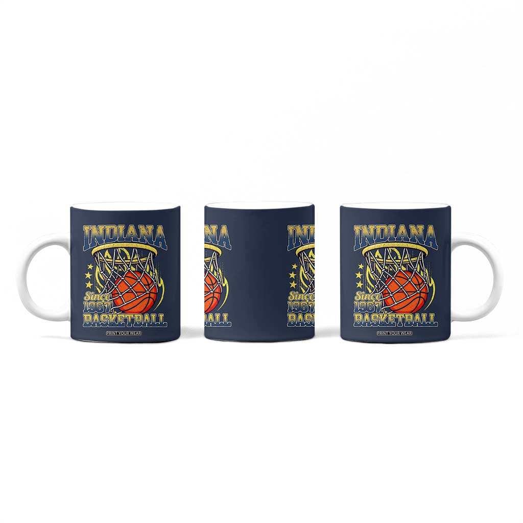 Indiana Basketball Flames Graphic Coffee Mug Vintage 1967 Fan Indy Hoops Pride TS02 Print Your Wear