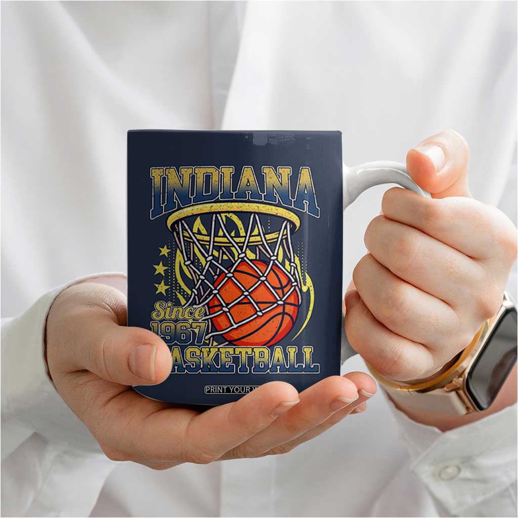 Indiana Basketball Flames Graphic Coffee Mug Vintage 1967 Fan Indy Hoops Pride TS02 Print Your Wear