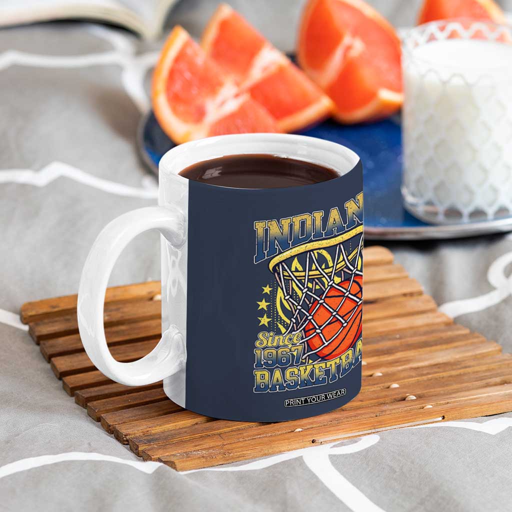 Indiana Basketball Flames Graphic Coffee Mug Vintage 1967 Fan Indy Hoops Pride TS02 Print Your Wear