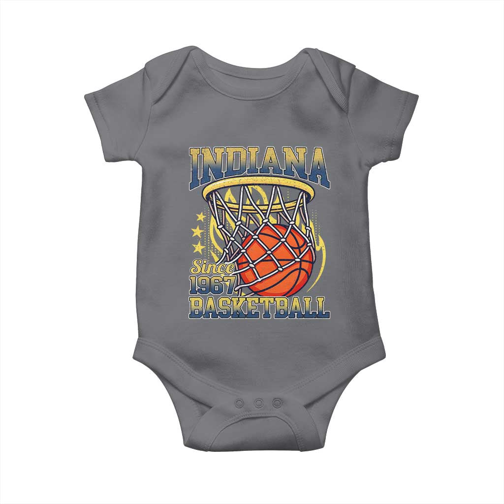 Indiana Basketball Flames Graphic Baby Onesie Vintage 1967 Fan Indy Hoops Pride TS02 Charcoal Print Your Wear