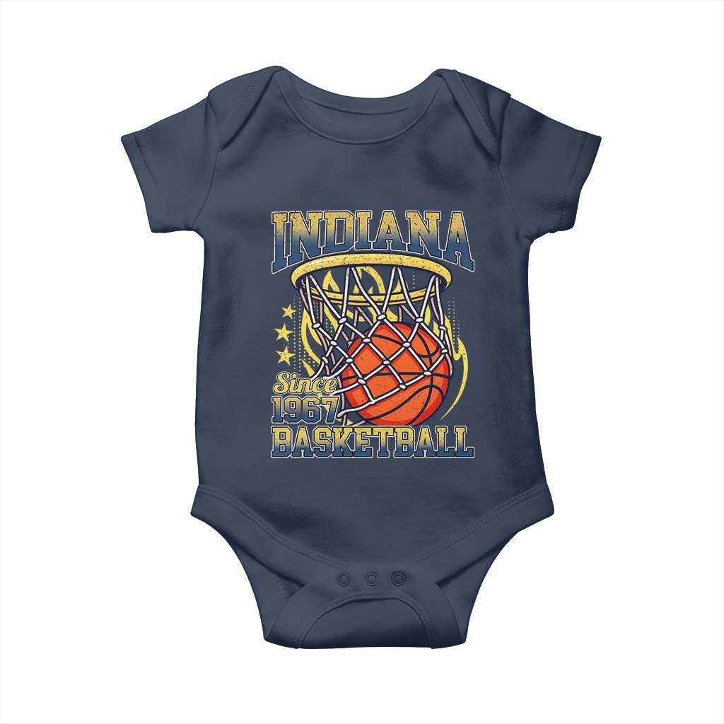 Indiana Basketball Flames Graphic Baby Onesie Vintage 1967 Fan Indy Hoops Pride TS02 Navy Print Your Wear