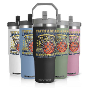 Indiana Basketball Flames Graphic Flip Straw Tumbler Vintage 1967 Fan Indy Hoops Pride TS02 Print Your Wear