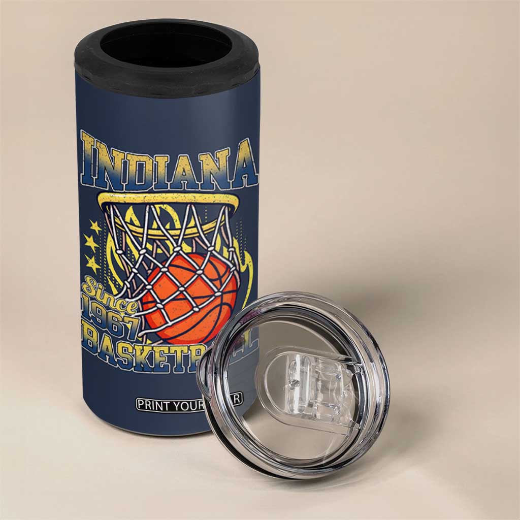 Indiana Basketball Flames Graphic 4 in 1 Can Cooler Tumbler Vintage 1967 Fan Indy Hoops Pride TS02 Print Your Wear