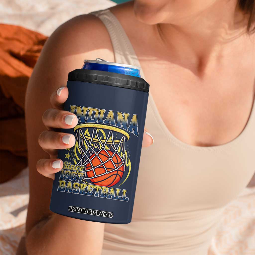 Indiana Basketball Flames Graphic 4 in 1 Can Cooler Tumbler Vintage 1967 Fan Indy Hoops Pride TS02 Print Your Wear