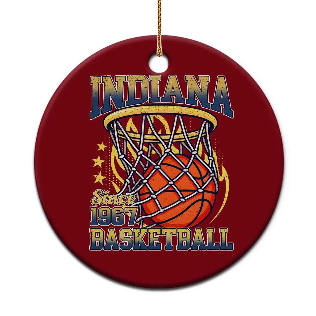 Indiana Basketball Flames Graphic Ceramic Ornament Vintage 1967 Fan Indy Hoops Pride TS02 1pc Red Print Your Wear