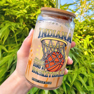 Indiana Basketball Flames Graphic Glass Can Vintage 1967 Fan Indy Hoops Pride TS02 Navy Print Your Wear