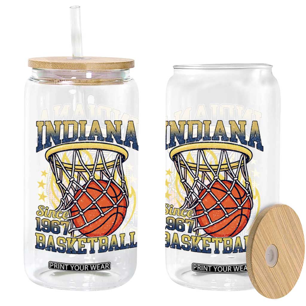 Indiana Basketball Flames Graphic Glass Can Vintage 1967 Fan Indy Hoops Pride TS02 Print Your Wear