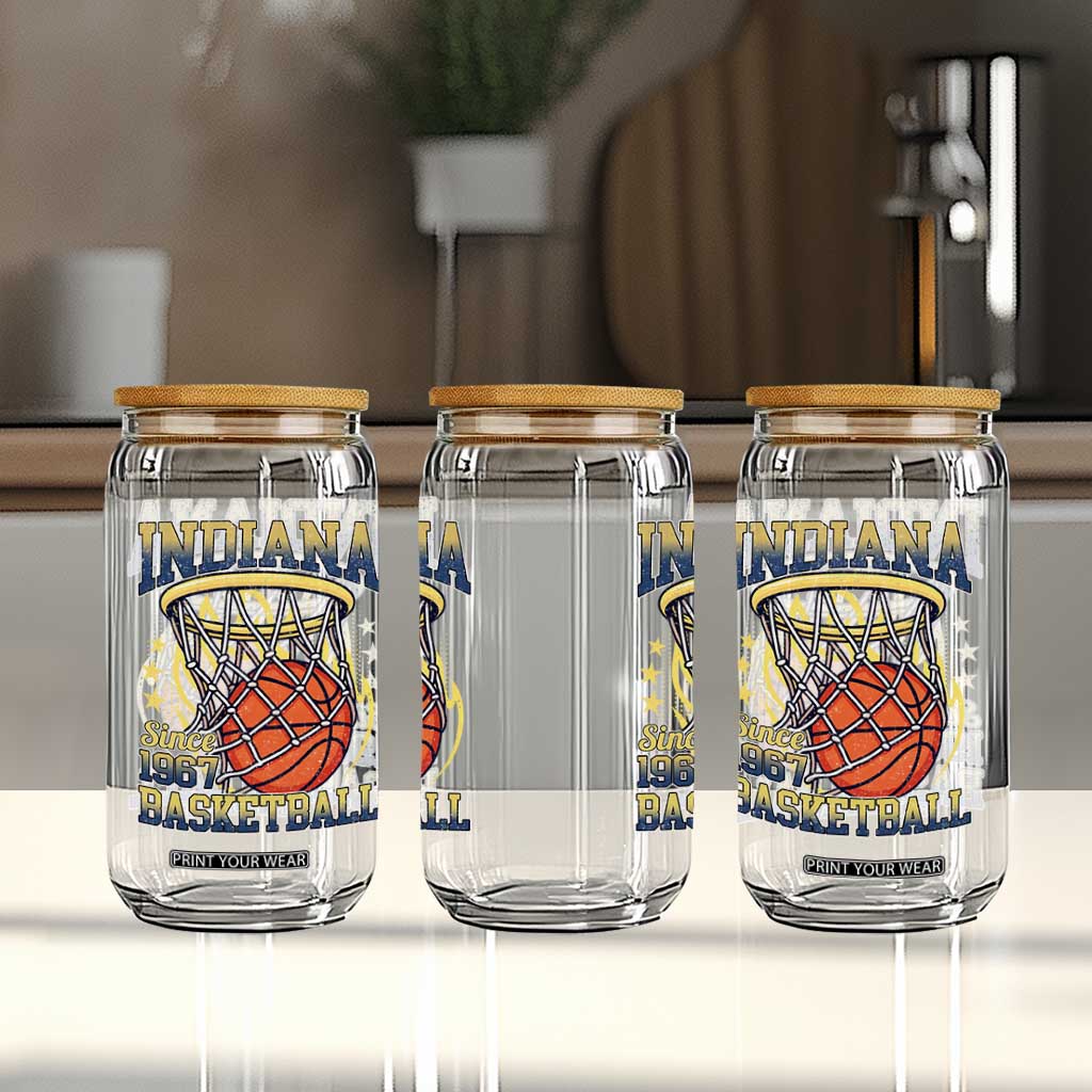 Indiana Basketball Flames Graphic Glass Can Vintage 1967 Fan Indy Hoops Pride TS02 Print Your Wear
