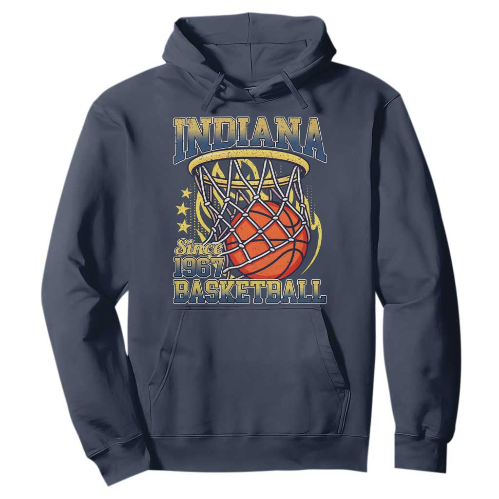 Indiana Basketball Flames Graphic Hoodie Vintage 1967 Fan Indy Hoops Pride TS02 Navy Print Your Wear