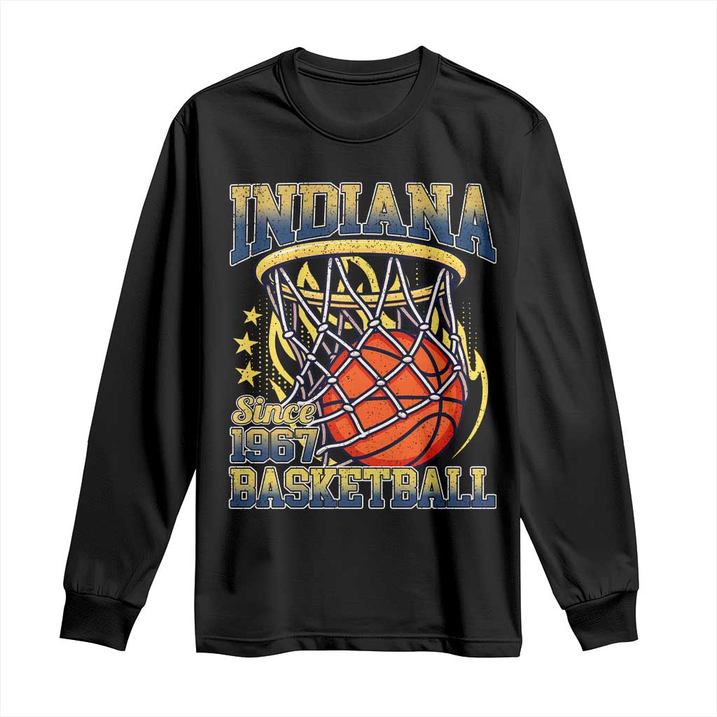 Indiana Basketball Flames Graphic Long Sleeve Shirt Vintage 1967 Fan Indy Hoops Pride TS02 Black Print Your Wear
