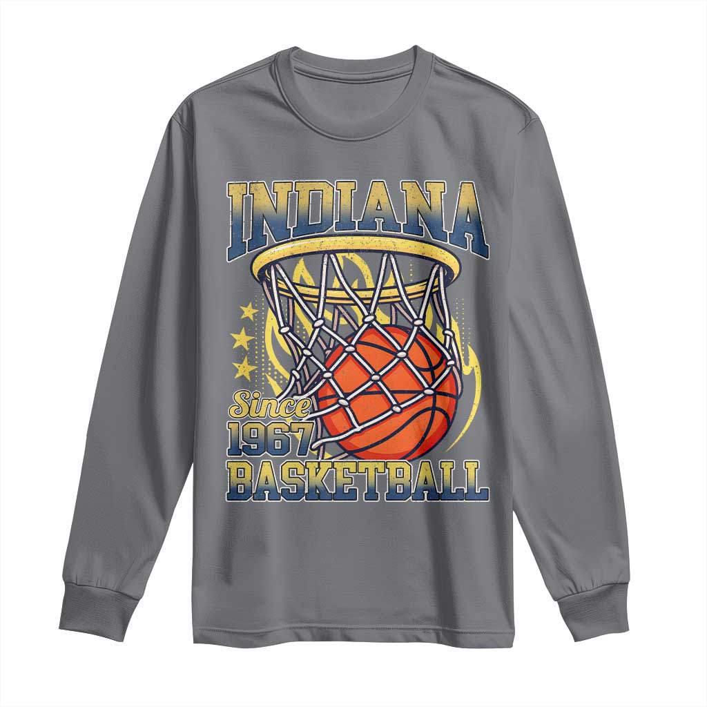 Indiana Basketball Flames Graphic Long Sleeve Shirt Vintage 1967 Fan Indy Hoops Pride TS02 Charcoal Print Your Wear