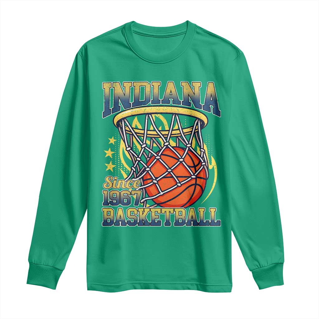 Indiana Basketball Flames Graphic Long Sleeve Shirt Vintage 1967 Fan Indy Hoops Pride TS02 Irish Green Print Your Wear