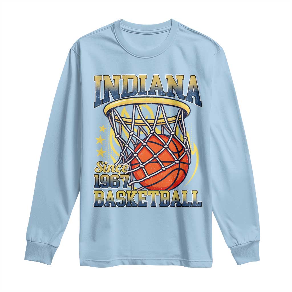 Indiana Basketball Flames Graphic Long Sleeve Shirt Vintage 1967 Fan Indy Hoops Pride TS02 Light Blue Print Your Wear