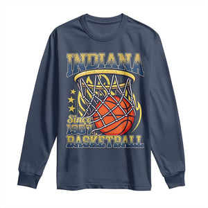 Indiana Basketball Flames Graphic Long Sleeve Shirt Vintage 1967 Fan Indy Hoops Pride TS02 Navy Print Your Wear