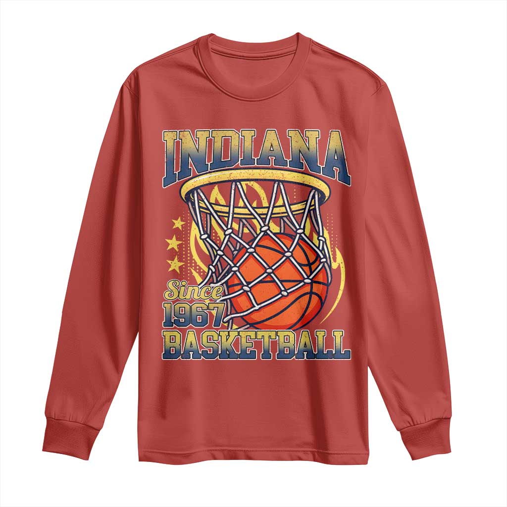 Indiana Basketball Flames Graphic Long Sleeve Shirt Vintage 1967 Fan Indy Hoops Pride TS02 Red Print Your Wear