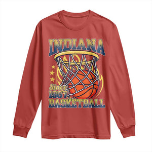 Indiana Basketball Flames Graphic Long Sleeve Shirt Vintage 1967 Fan Indy Hoops Pride TS02 Red Print Your Wear