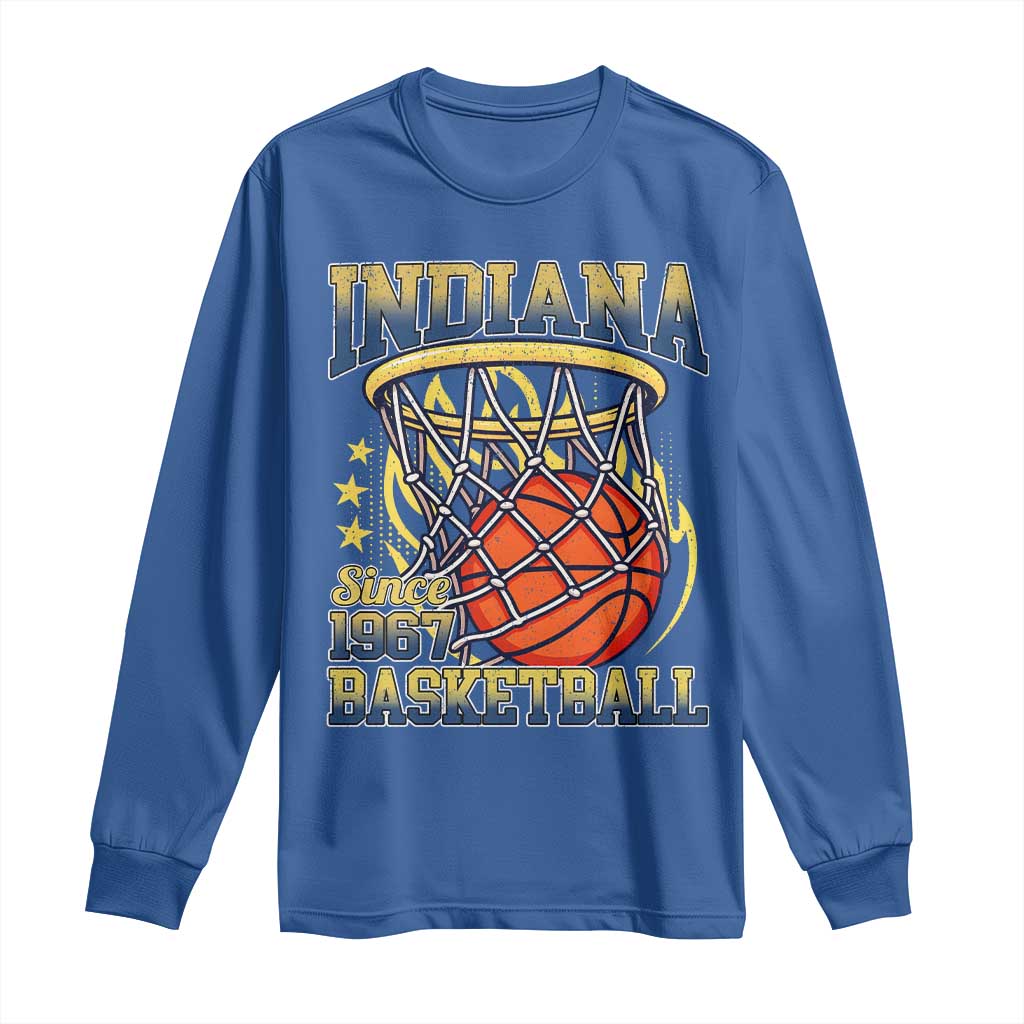 Indiana Basketball Flames Graphic Long Sleeve Shirt Vintage 1967 Fan Indy Hoops Pride TS02 Royal Blue Print Your Wear