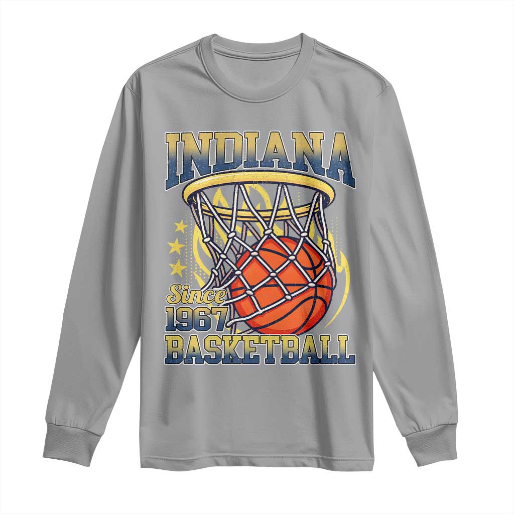 Indiana Basketball Flames Graphic Long Sleeve Shirt Vintage 1967 Fan Indy Hoops Pride TS02 Sport Gray Print Your Wear