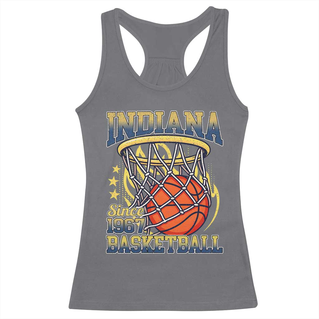 Indiana Basketball Flames Graphic Racerback Tank Top Vintage 1967 Fan Indy Hoops Pride TS02 Charcoal Print Your Wear