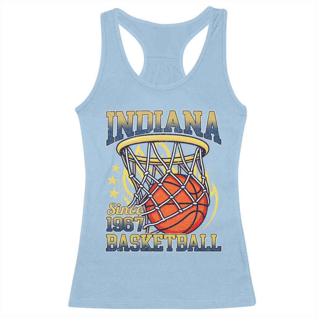 Indiana Basketball Flames Graphic Racerback Tank Top Vintage 1967 Fan Indy Hoops Pride TS02 Light Blue Print Your Wear