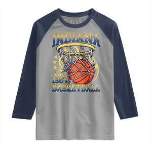 Indiana Basketball Flames Graphic Raglan Shirt Vintage 1967 Fan Indy Hoops Pride TS02 Sport Gray Navy Print Your Wear