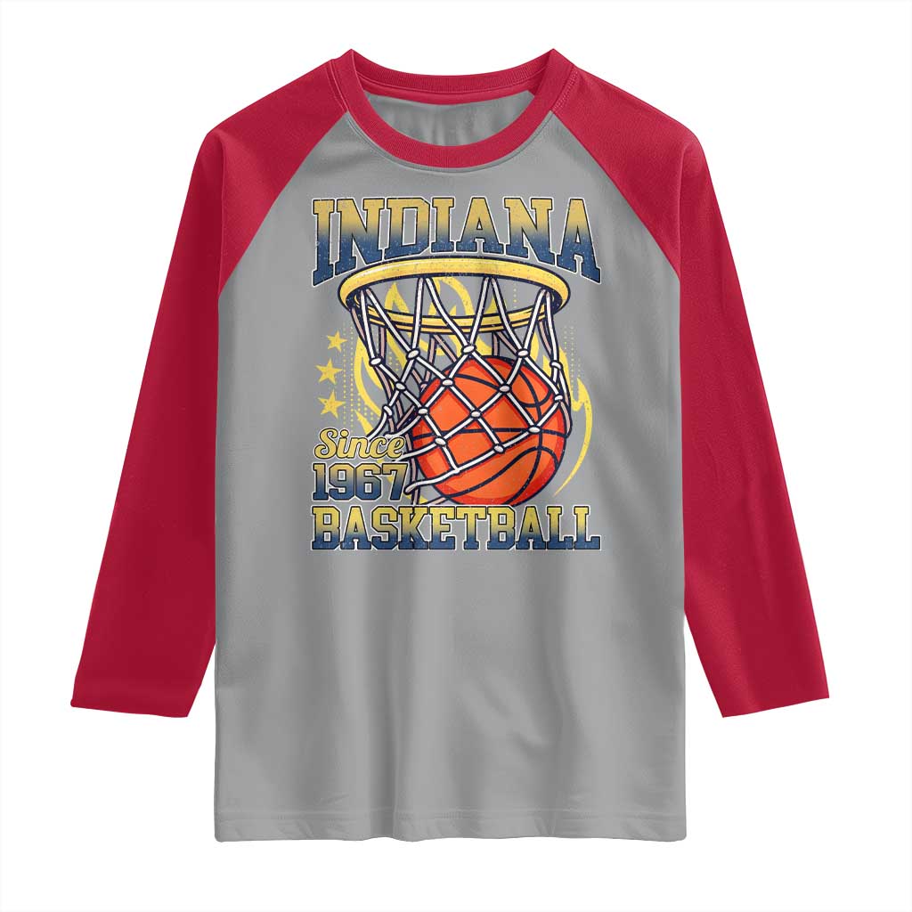 Indiana Basketball Flames Graphic Raglan Shirt Vintage 1967 Fan Indy Hoops Pride TS02 Sport Gray Red Print Your Wear