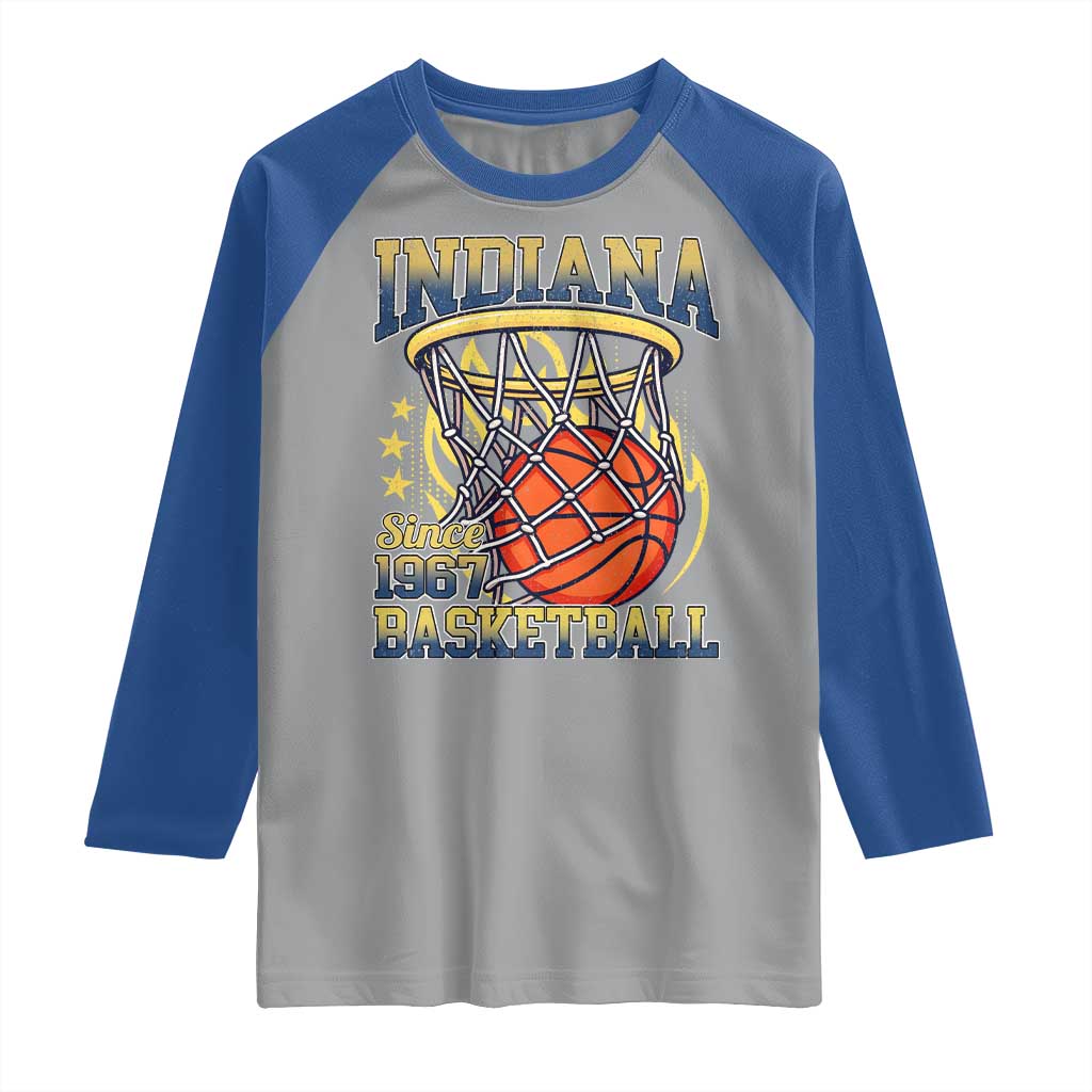 Indiana Basketball Flames Graphic Raglan Shirt Vintage 1967 Fan Indy Hoops Pride TS02 Sport Gray Royal Print Your Wear