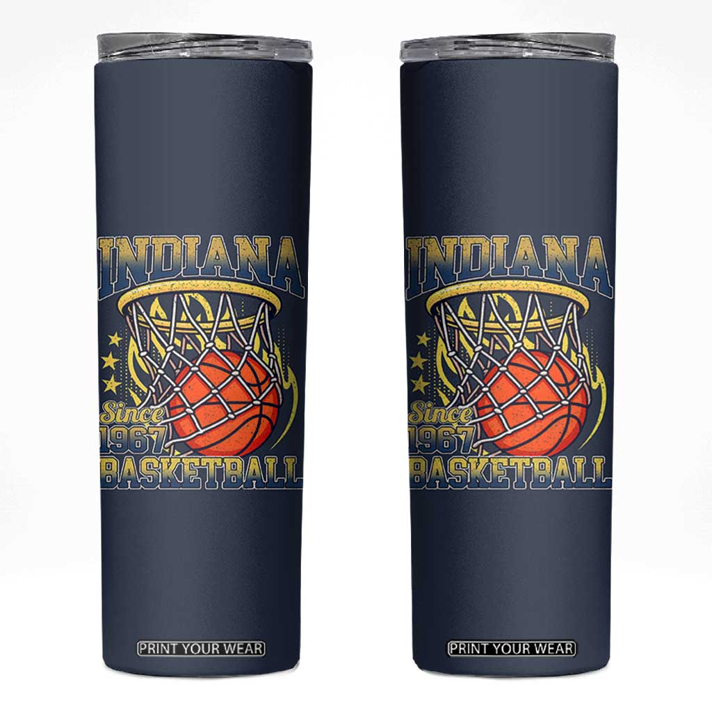Indiana Basketball Flames Graphic Skinny Tumbler Vintage 1967 Fan Indy Hoops Pride TS02 Navy Print Your Wear