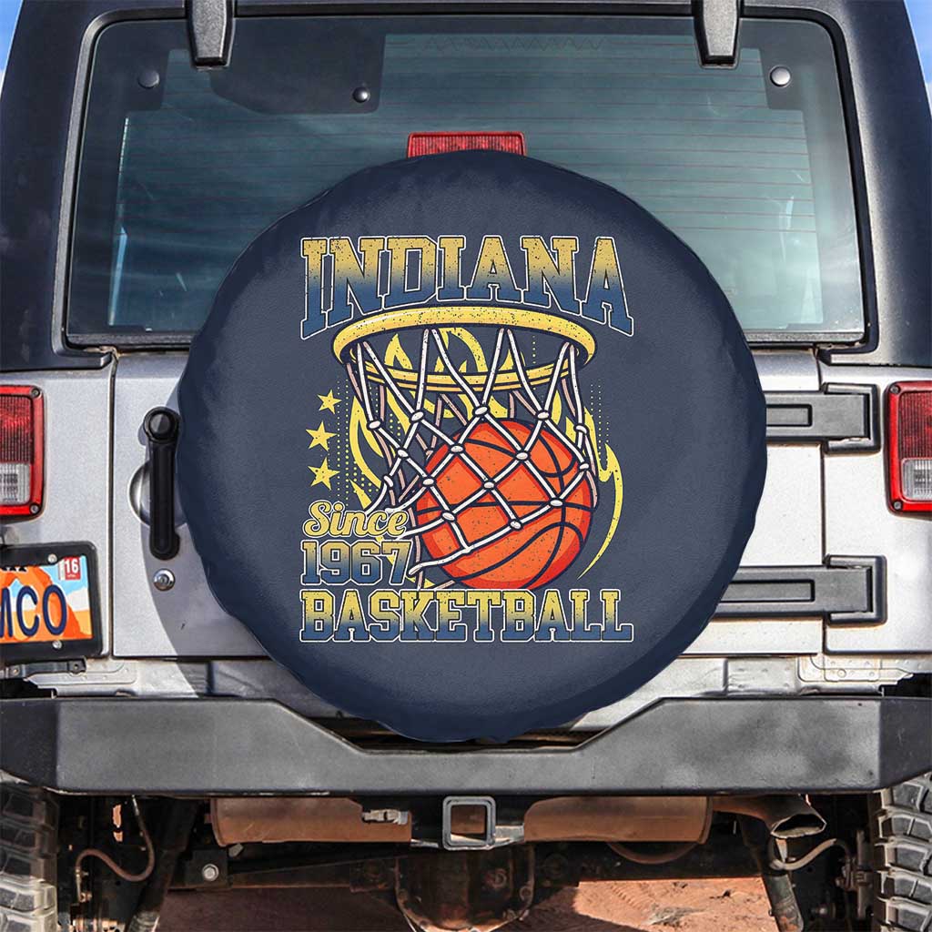 Indiana Basketball Flames Graphic Spare Tire Cover Vintage 1967 Fan Indy Hoops Pride TS02 No hole Navy Print Your Wear