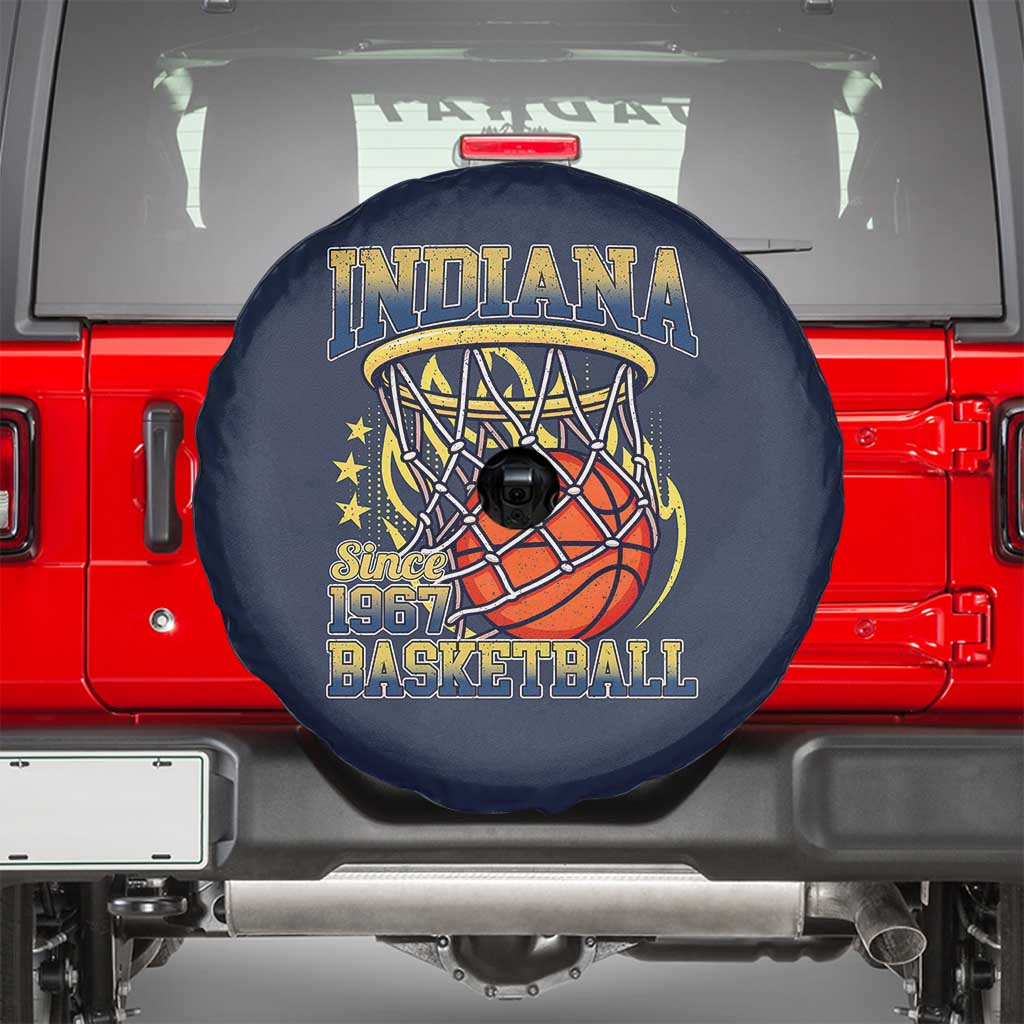 Indiana Basketball Flames Graphic Spare Tire Cover Vintage 1967 Fan Indy Hoops Pride TS02 Navy Print Your Wear