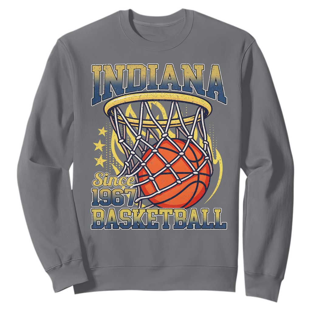 Indiana Basketball Flames Graphic Sweatshirt Vintage 1967 Fan Indy Hoops Pride TS02 Charcoal Print Your Wear