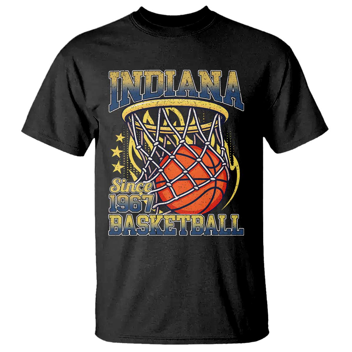 Indiana Basketball Flames Graphic T Shirt Vintage 1967 Fan Indy Hoops Pride TS02 Black Print Your Wear