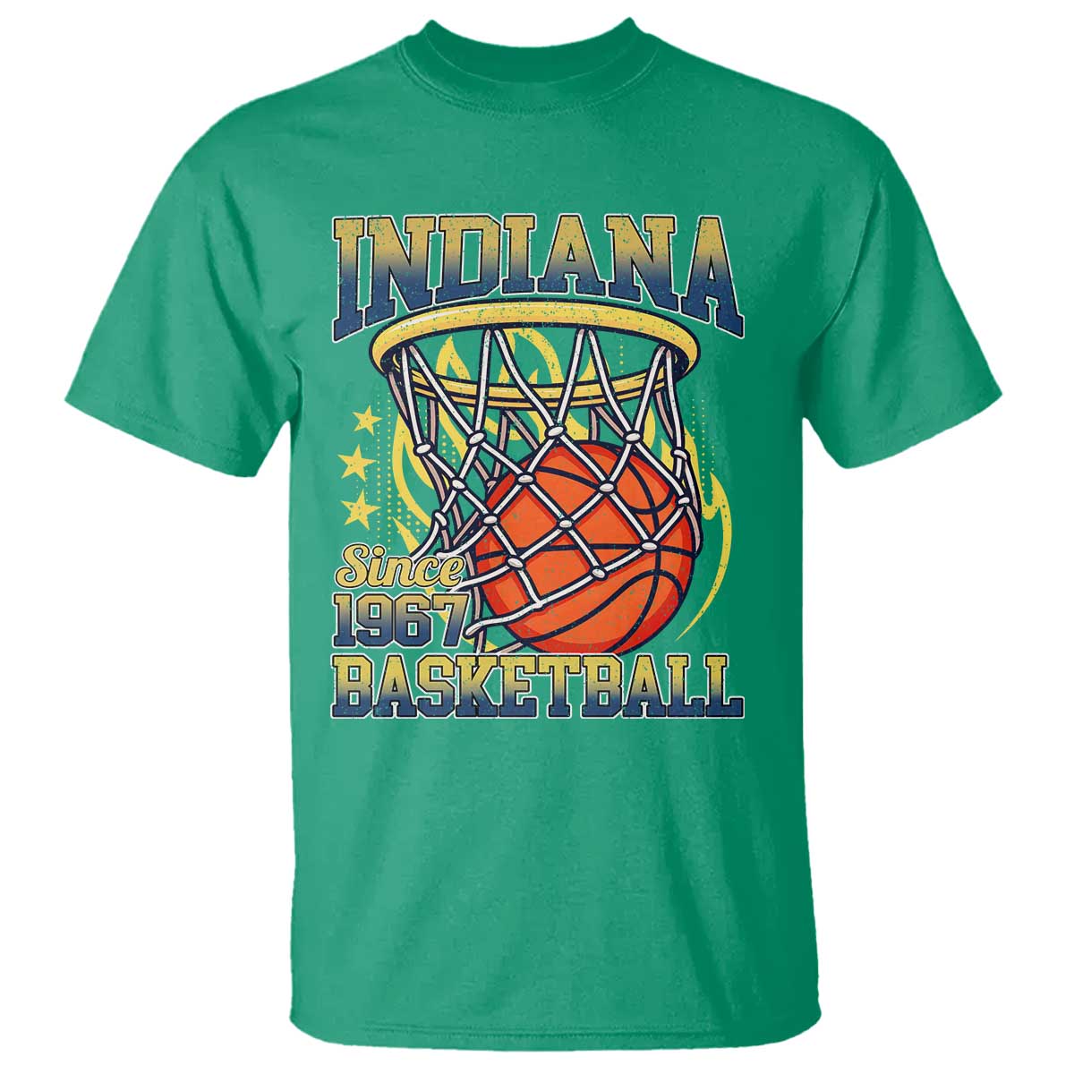 Indiana Basketball Flames Graphic T Shirt Vintage 1967 Fan Indy Hoops Pride TS02 Irish Green Print Your Wear