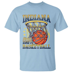 Indiana Basketball Flames Graphic T Shirt Vintage 1967 Fan Indy Hoops Pride TS02 Light Blue Print Your Wear