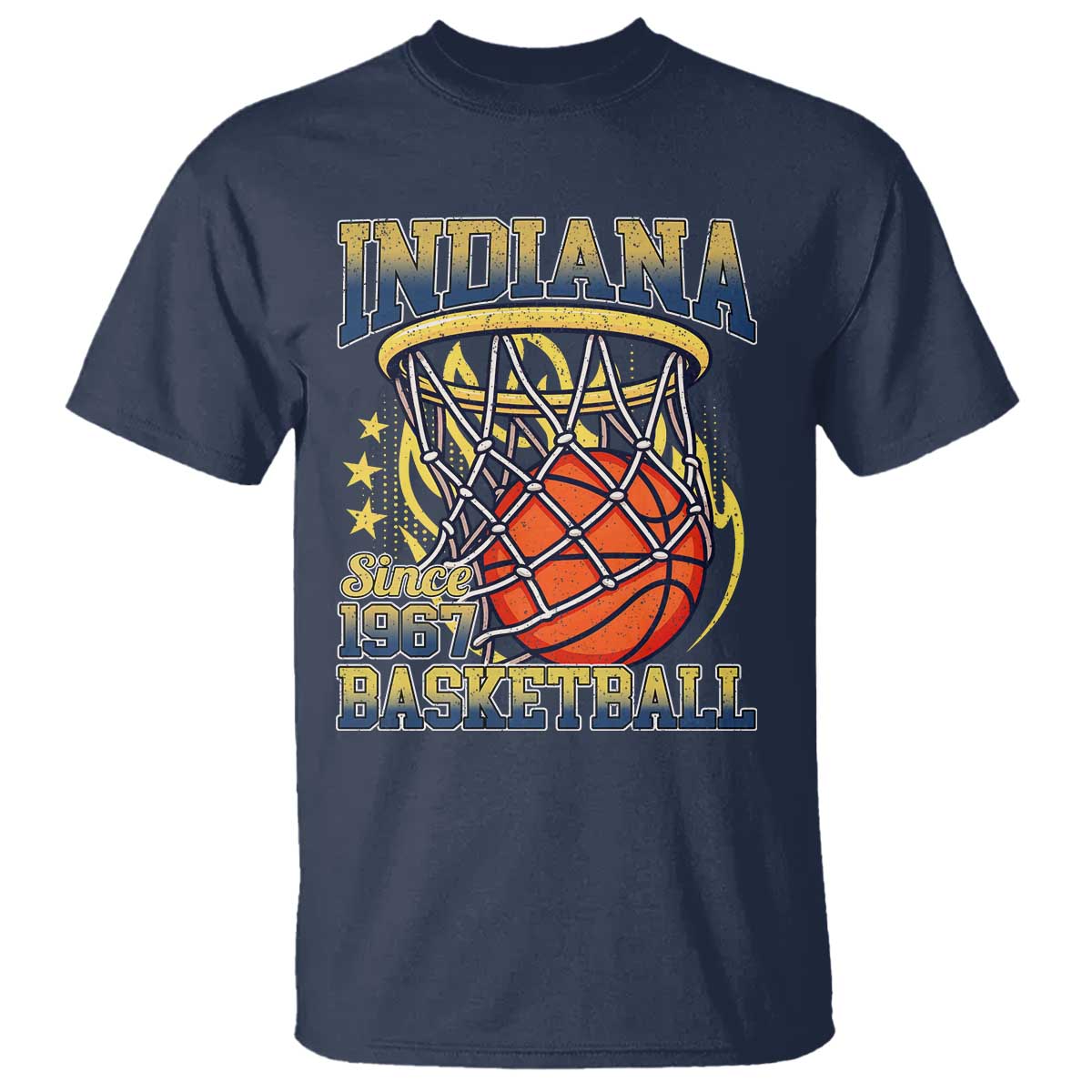 Indiana Basketball Flames Graphic T Shirt Vintage 1967 Fan Indy Hoops Pride TS02 Navy Print Your Wear