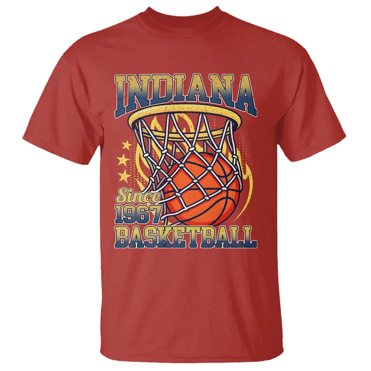 Indiana Basketball Flames Graphic T Shirt Vintage 1967 Fan Indy Hoops Pride TS02 Red Print Your Wear