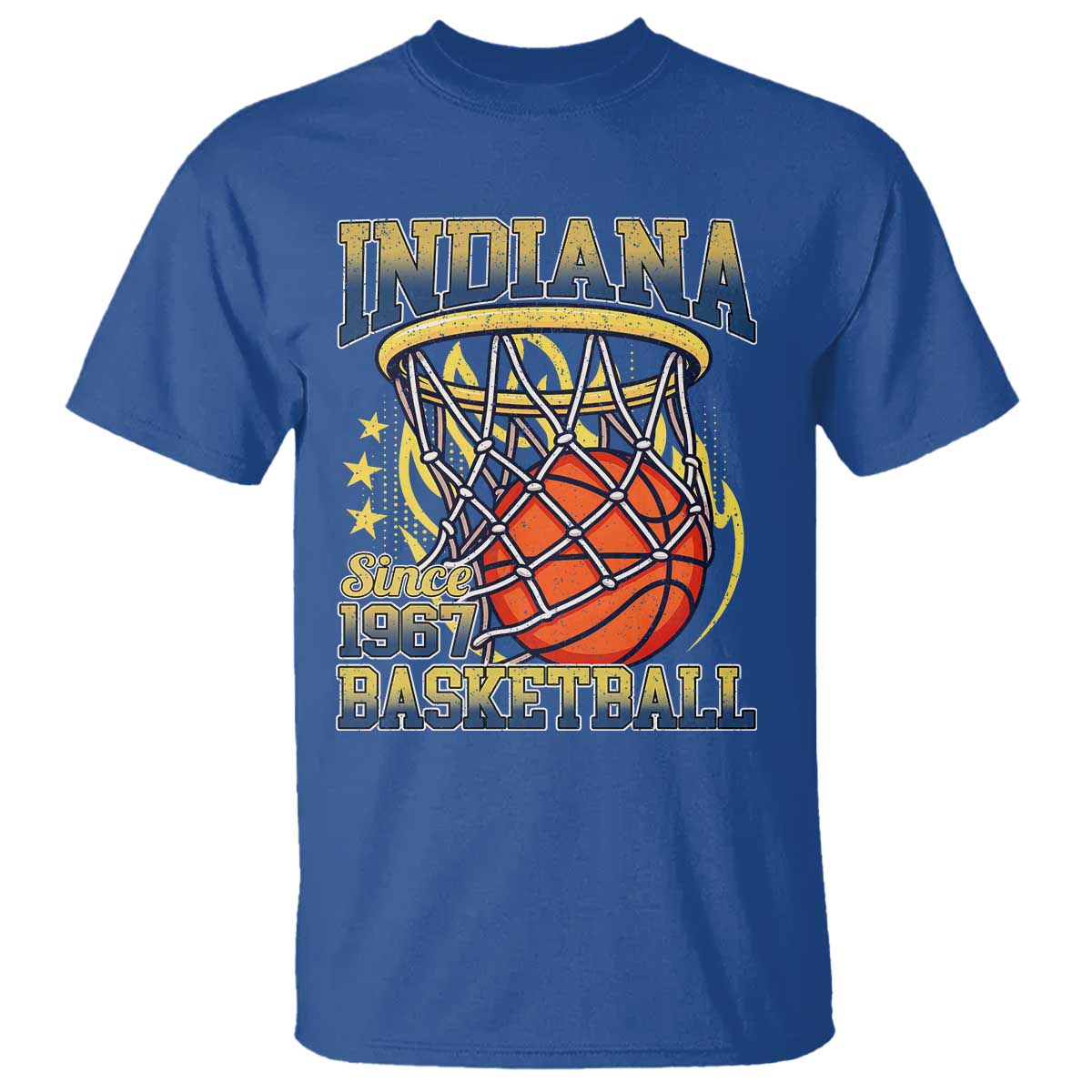 Indiana Basketball Flames Graphic T Shirt Vintage 1967 Fan Indy Hoops Pride TS02 Royal Blue Print Your Wear