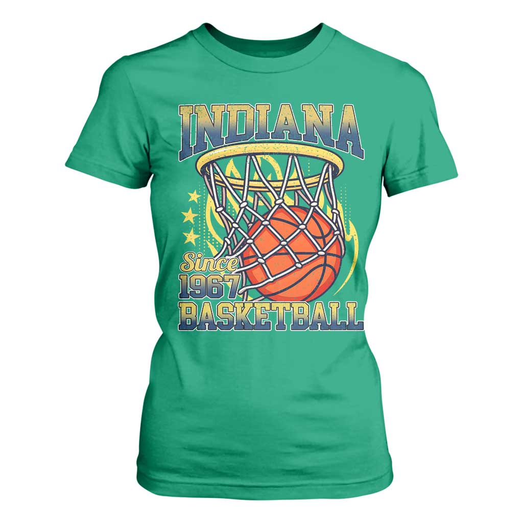 Indiana Basketball Flames Graphic T Shirt For Women Vintage 1967 Fan Indy Hoops Pride TS02 Irish Green Print Your Wear