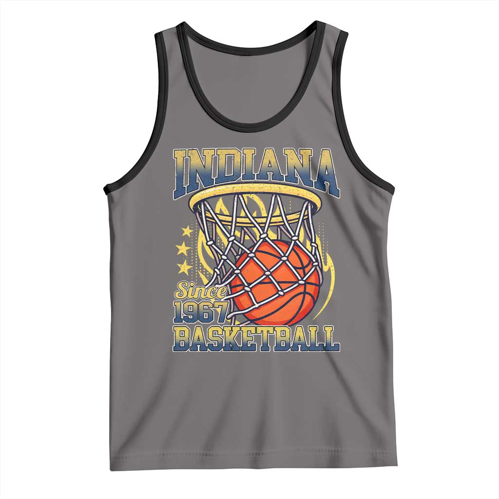 Indiana Basketball Flames Graphic Tank Top Vintage 1967 Fan Indy Hoops Pride TS02 Deep Heather Black Print Your Wear