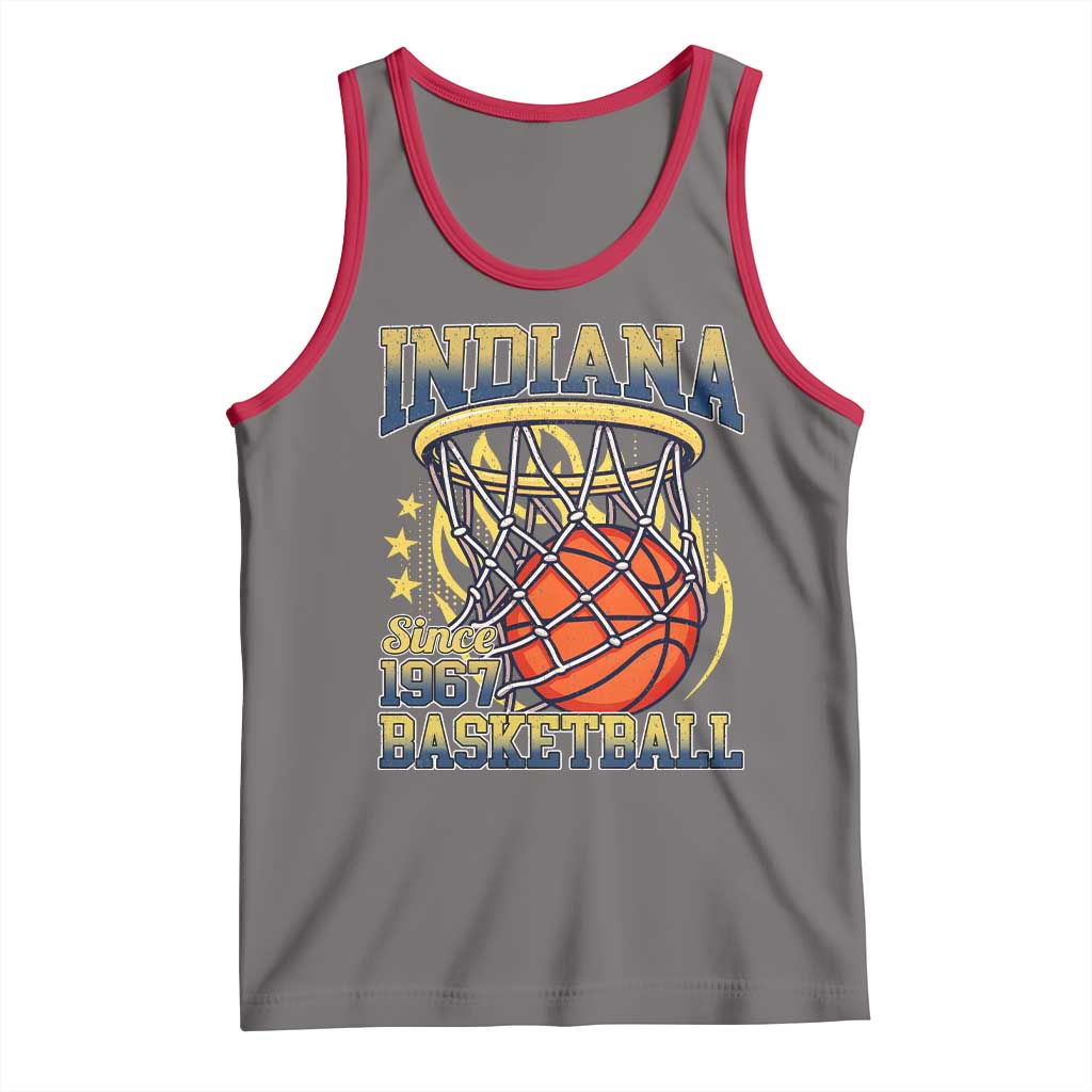 Indiana Basketball Flames Graphic Tank Top Vintage 1967 Fan Indy Hoops Pride TS02 Deep Heather Red Print Your Wear