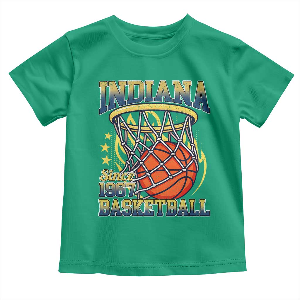 Indiana Basketball Flames Graphic Toddler T Shirt Vintage 1967 Fan Indy Hoops Pride TS02 Irish Green Print Your Wear