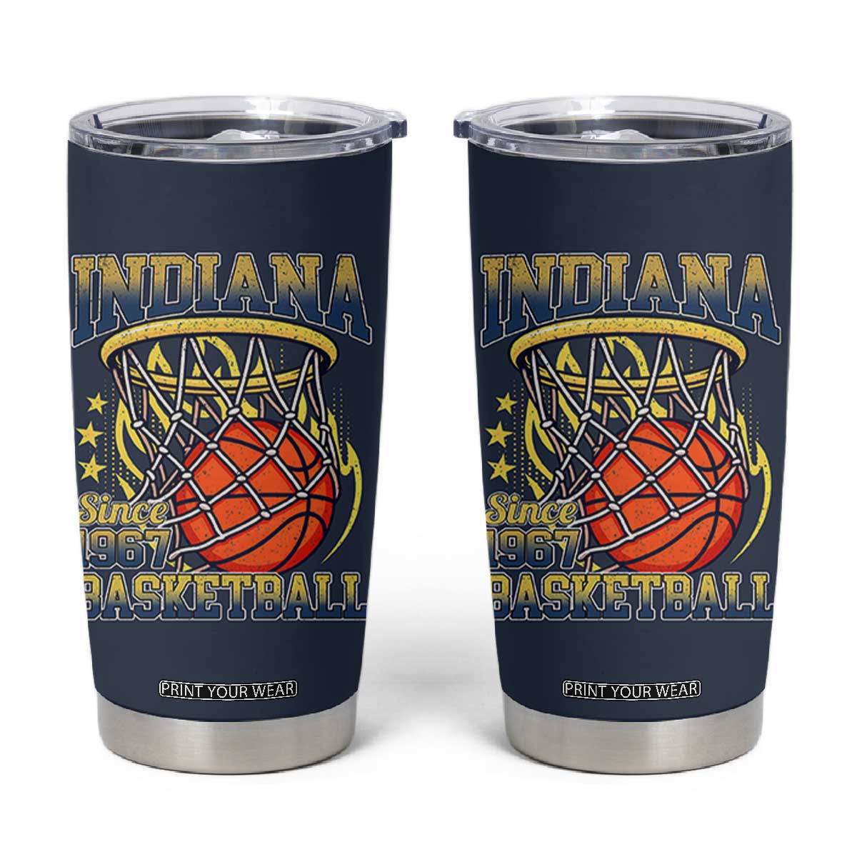 Indiana Basketball Flames Graphic Tumbler Cup Vintage 1967 Fan Indy Hoops Pride TS02 Navy Print Your Wear